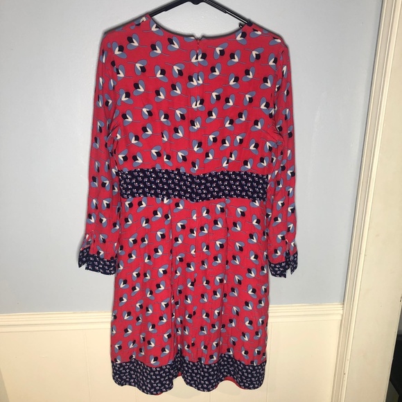 Boden Daisy Dress Womens Size 8R Red Blue Pop Peony Geo Floral - Picture 8 of 12